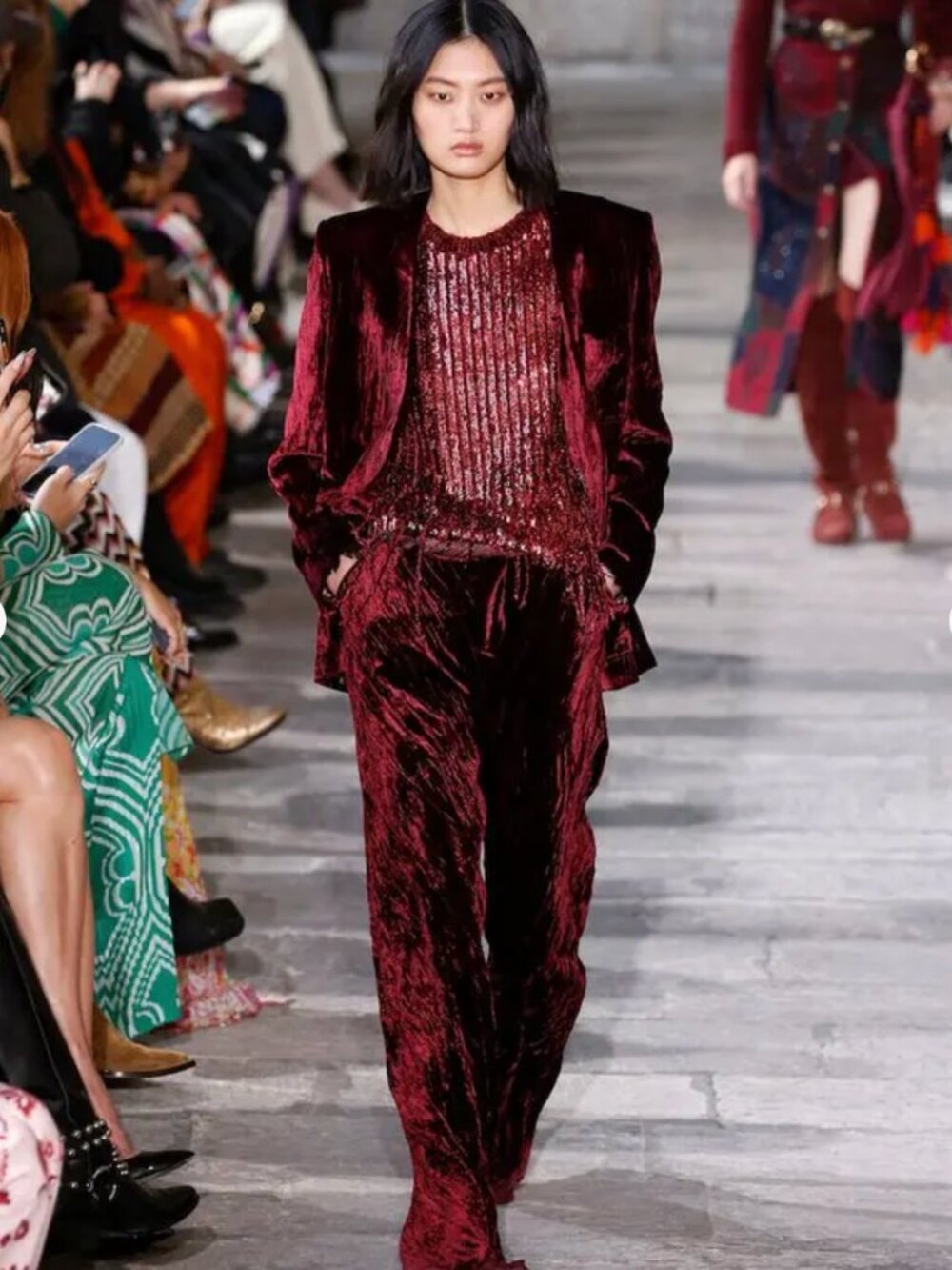 Etro Bateau Neckline Long Sleeve Blouse  Red | Size: M | US10, IT46